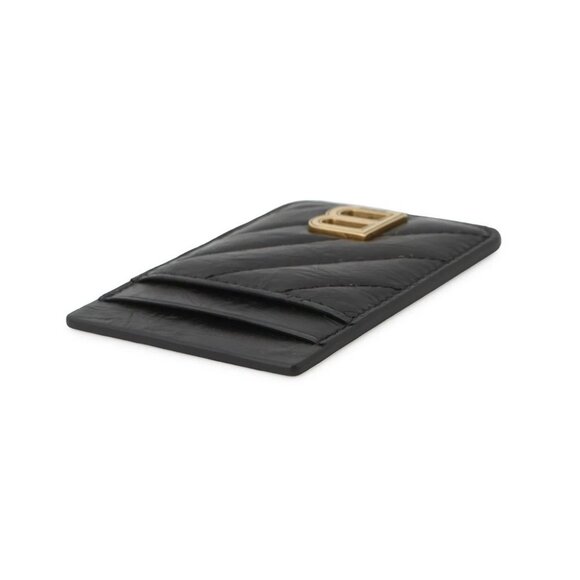 BALENCIAGA Quilted Magnetic Card Holder Crushed Calf Leather Black 782132 - Picture 3 of 7